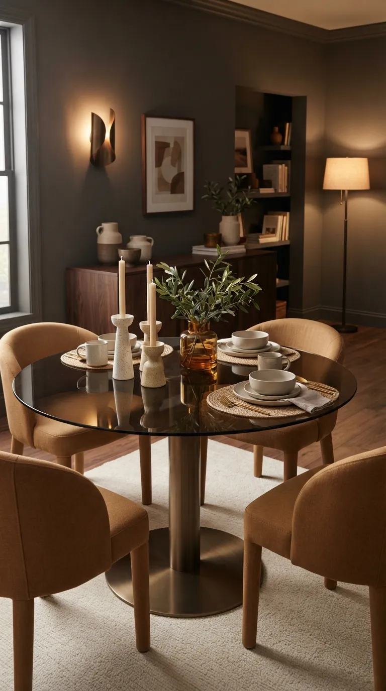 round table dining room decor Layered Candlelight Style