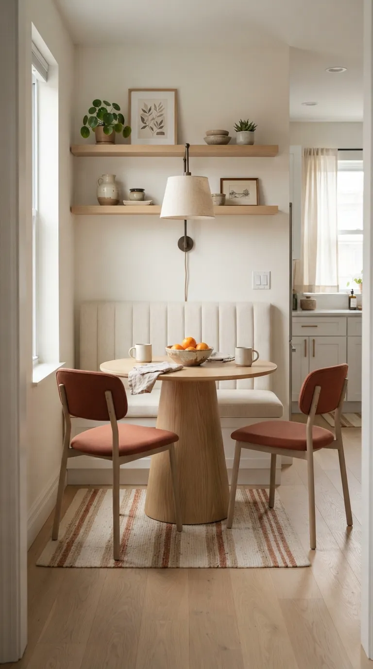round table dining room decor Small-Space Banquette