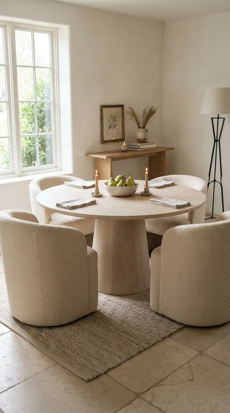 round table dining room decor Soft Oak and Curved Chairs