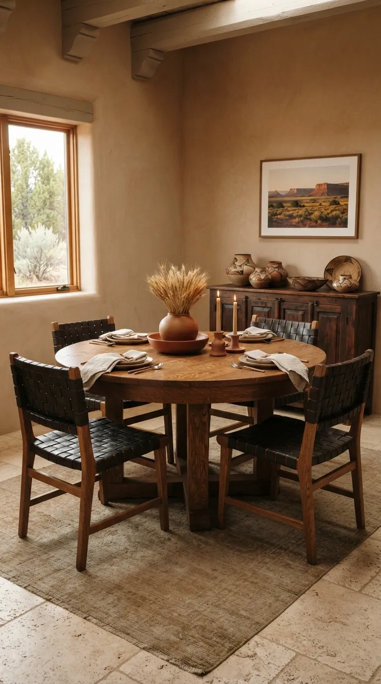 round table dining room decor Terracotta Tabletop Warmth