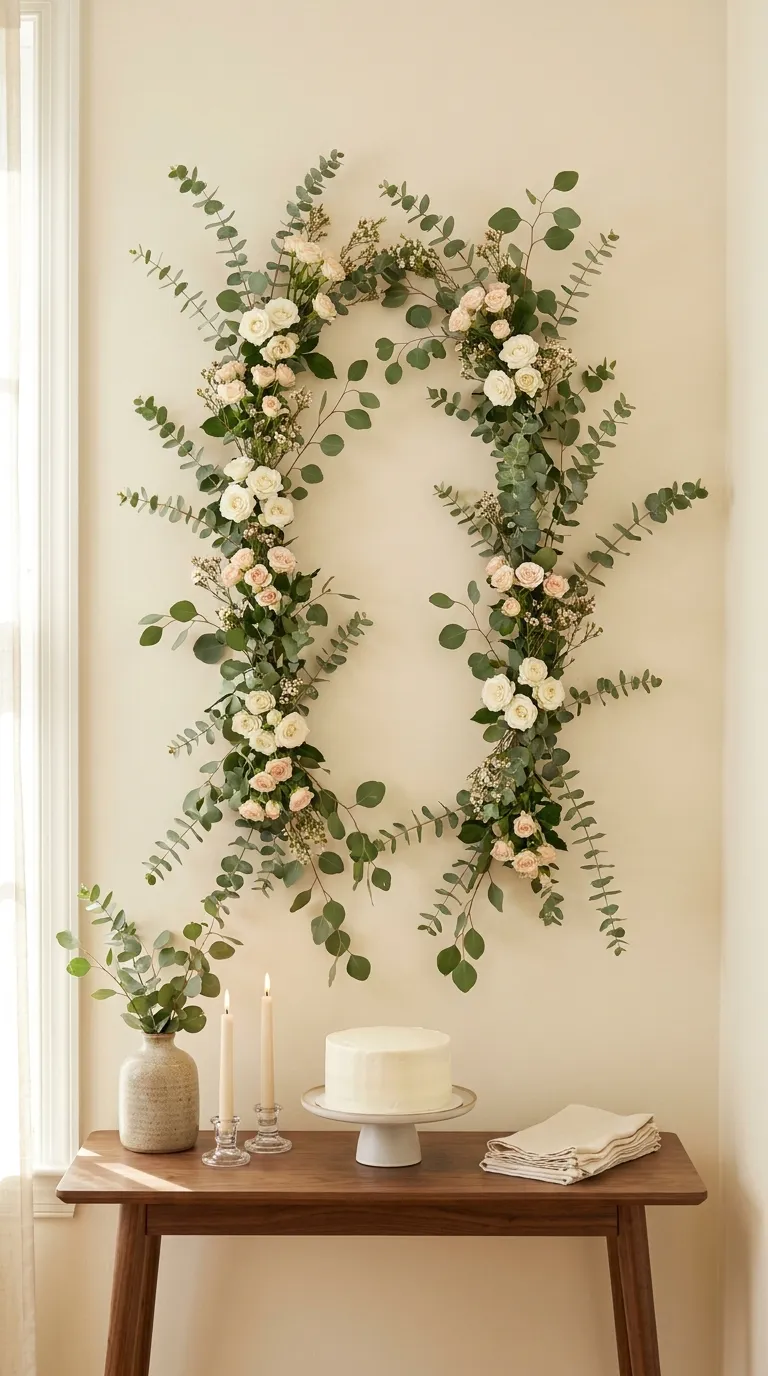 simple birthday backdrop ideas for home Add a Greenery and Flower Wall