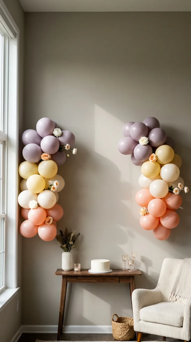 simple birthday backdrop ideas for home Build a Simple Floral Balloon Cluster