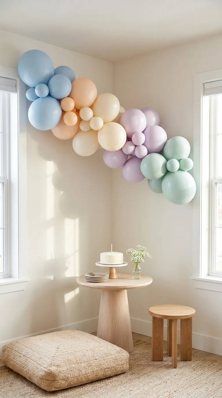 simple birthday backdrop ideas for home Create a Pastel Balloon Cloud
