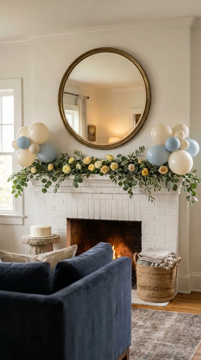 simple birthday backdrop ideas for home Decorate a Fireplace Mantel