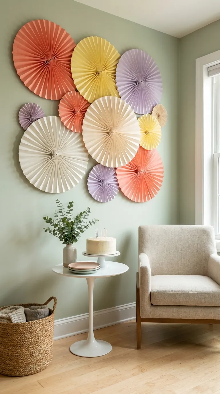simple birthday backdrop ideas for home Make a Paper Fan Wall