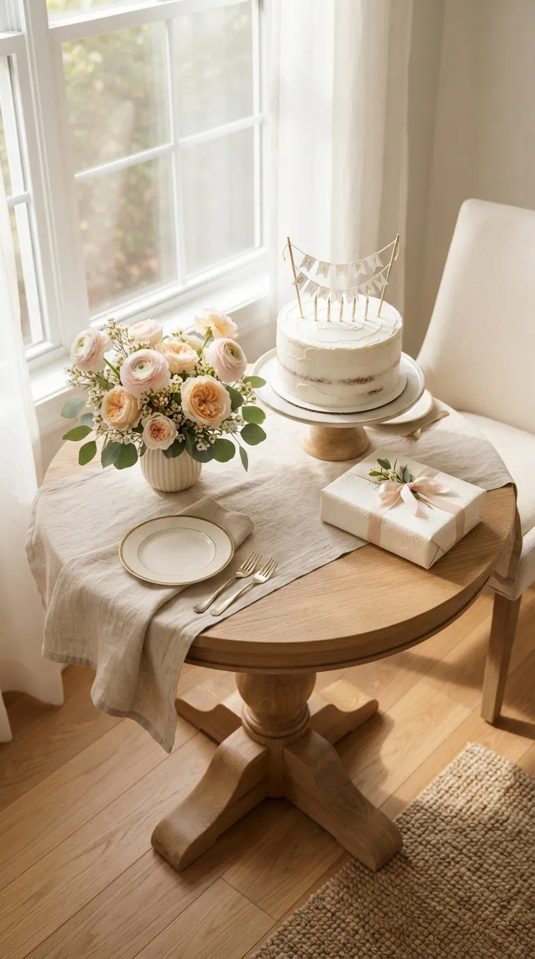 simple birthday decor ideas for girls Add a Floral Cake Table Accent