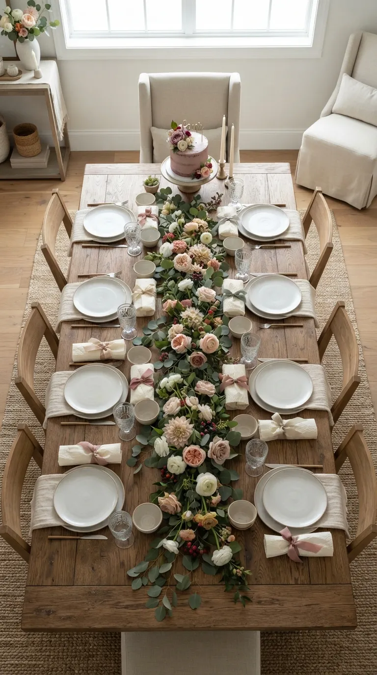 simple birthday decor ideas for girls Add a Pretty Floral Table Runner