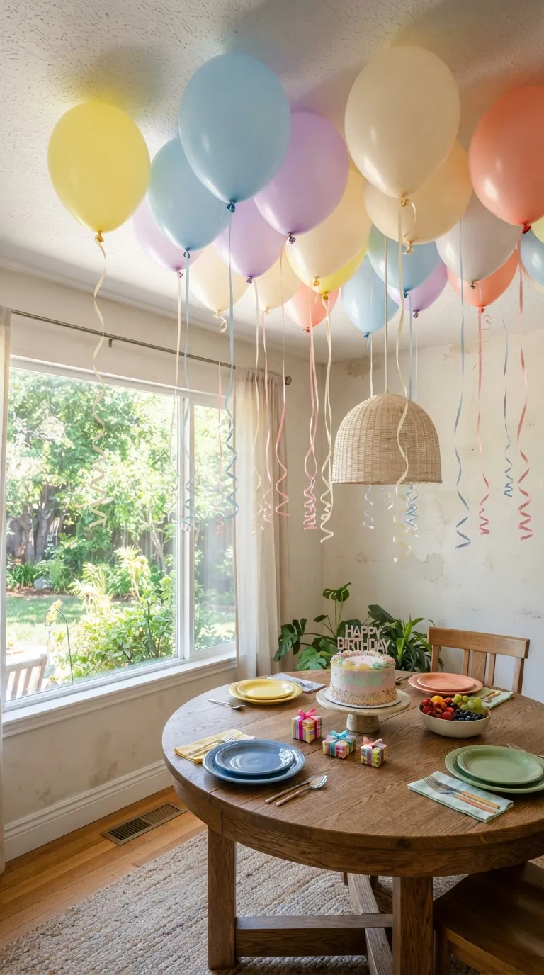 simple birthday decor ideas for girls Create a Cute Balloon Ceiling Display