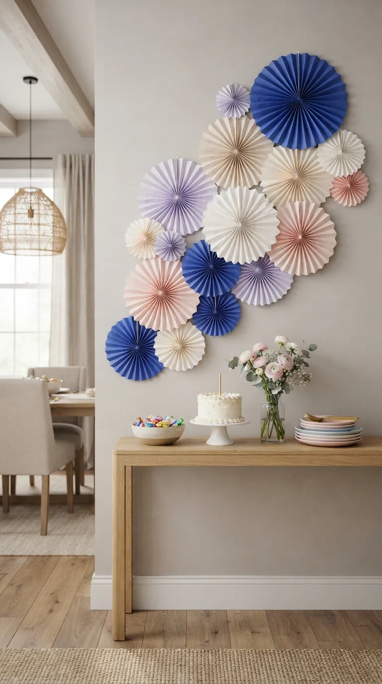 simple birthday decor ideas for girls Decorate With Hanging Paper Fans
