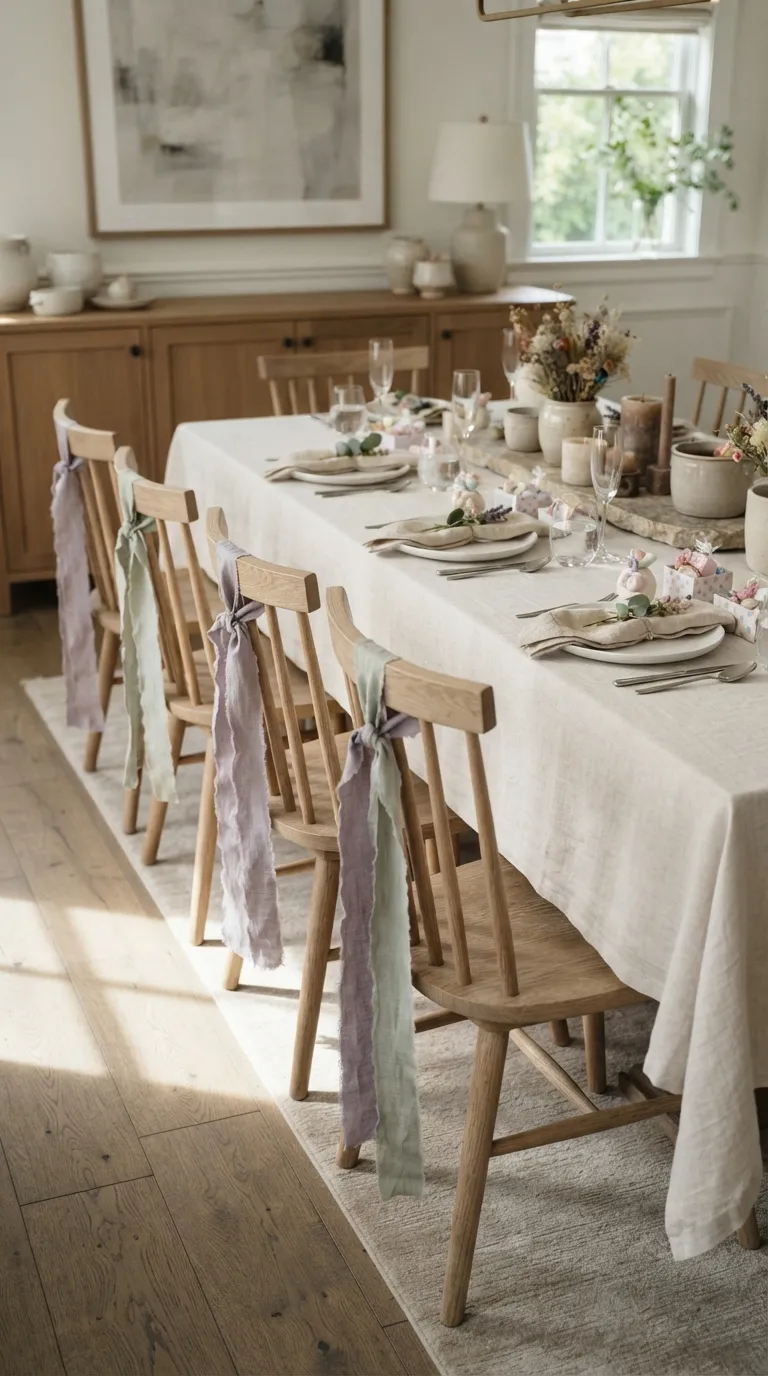 simple birthday decor ideas for girls Dress the Chairs With Pretty Ribbons