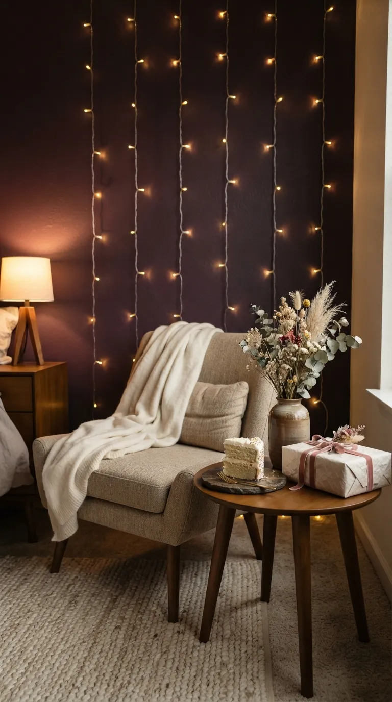 simple birthday decor ideas for girls Set Up a Sparkling Fairy Light Corner