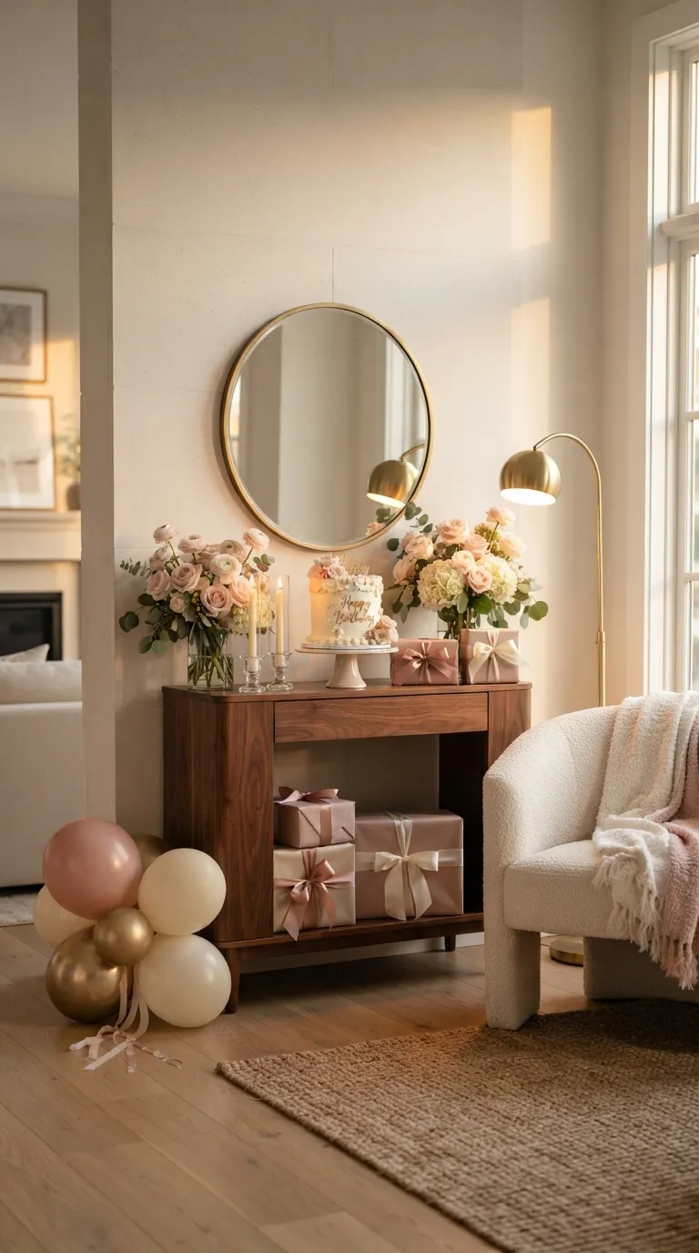 simple birthday decor ideas for girls Style a Pink and Gold Party Corner
