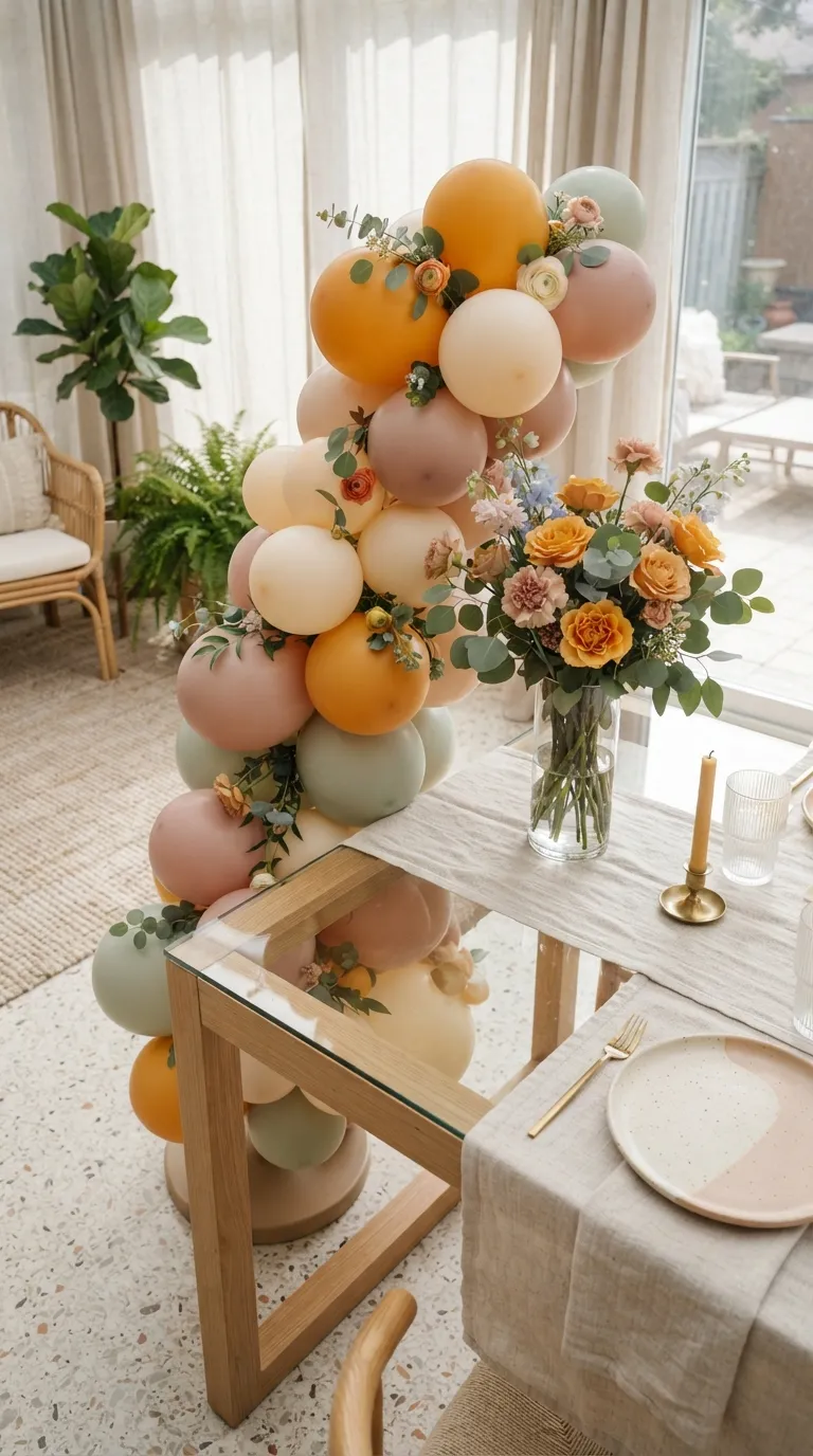 simple birthday decor ideas with balloons Combine Balloons With Fresh Flowers