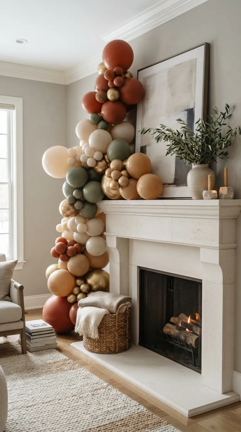 simple birthday decor ideas with balloons Decorate the Fireplace Mantel With Balloons