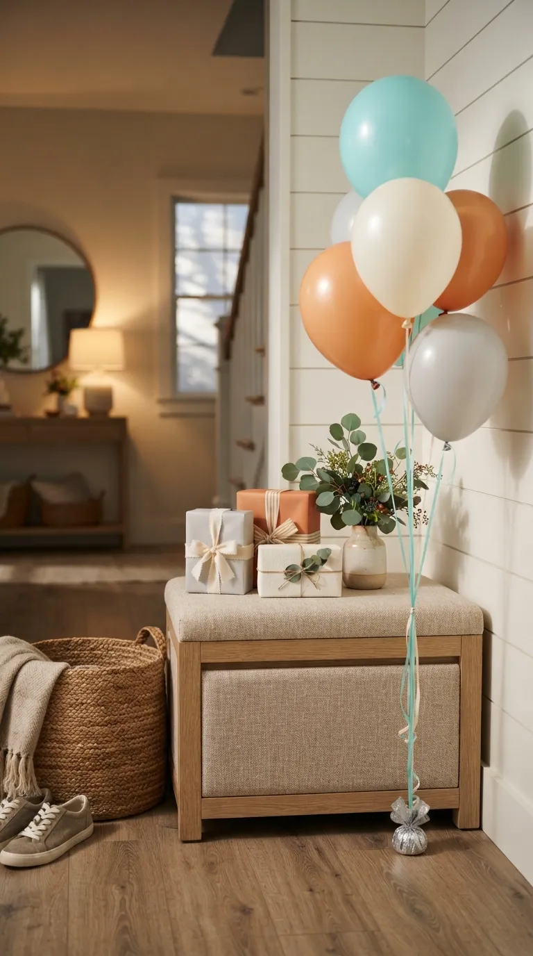 simple birthday decor ideas with balloons Finish With a Small Balloon Bouquet by the Gifts