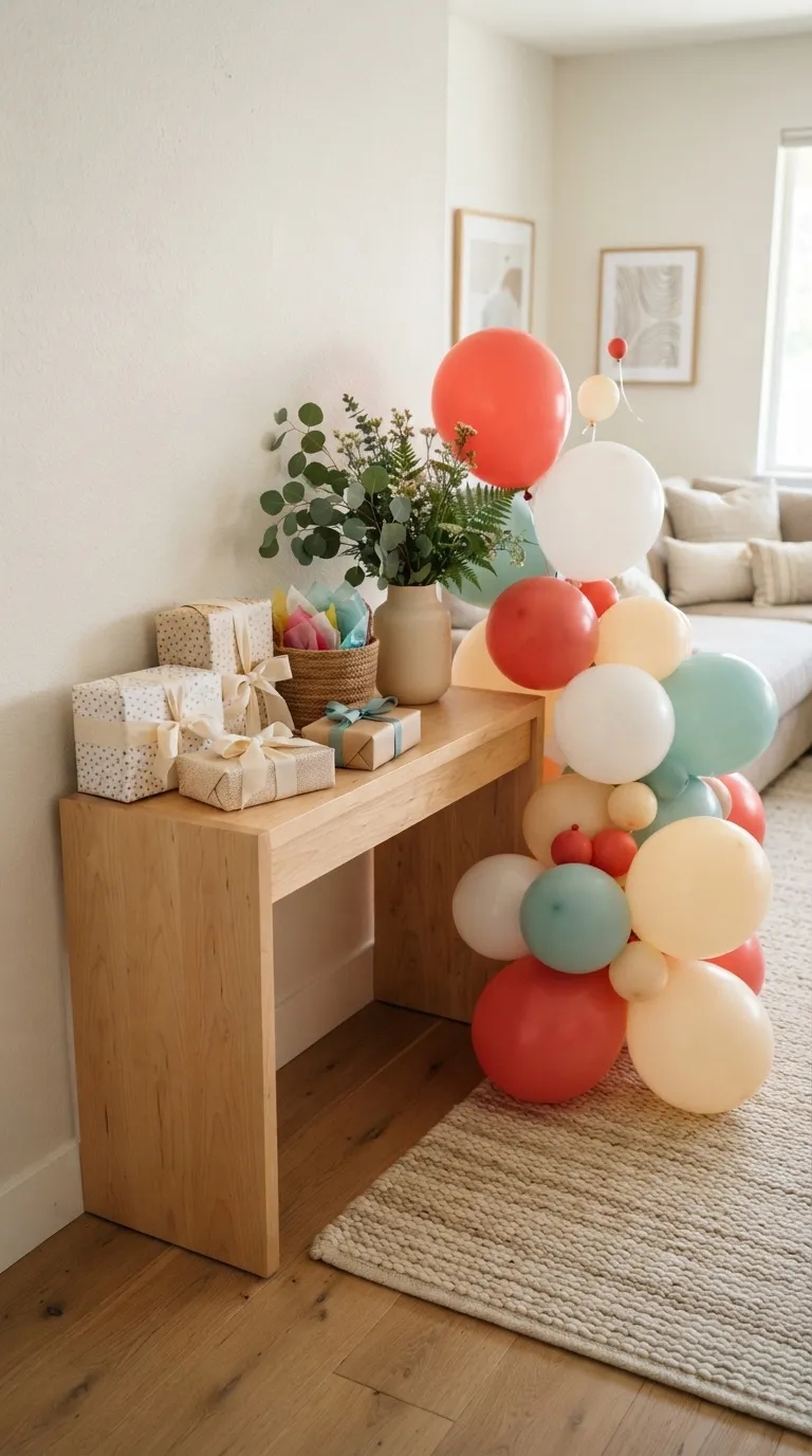 simple birthday decor ideas with balloons Make a Balloon Cluster Around the Gift Table