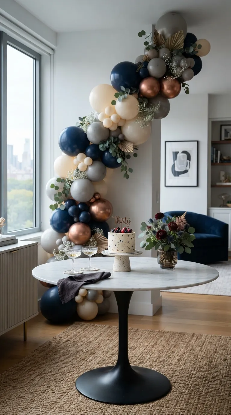 simple birthday decor ideas with balloons Mix Metallic Balloons With Matte Colors