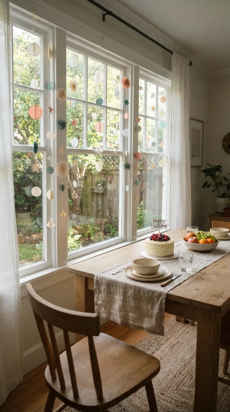 simple birthday decoration ideas on a budget Decorate the Windows With Paper Shapes