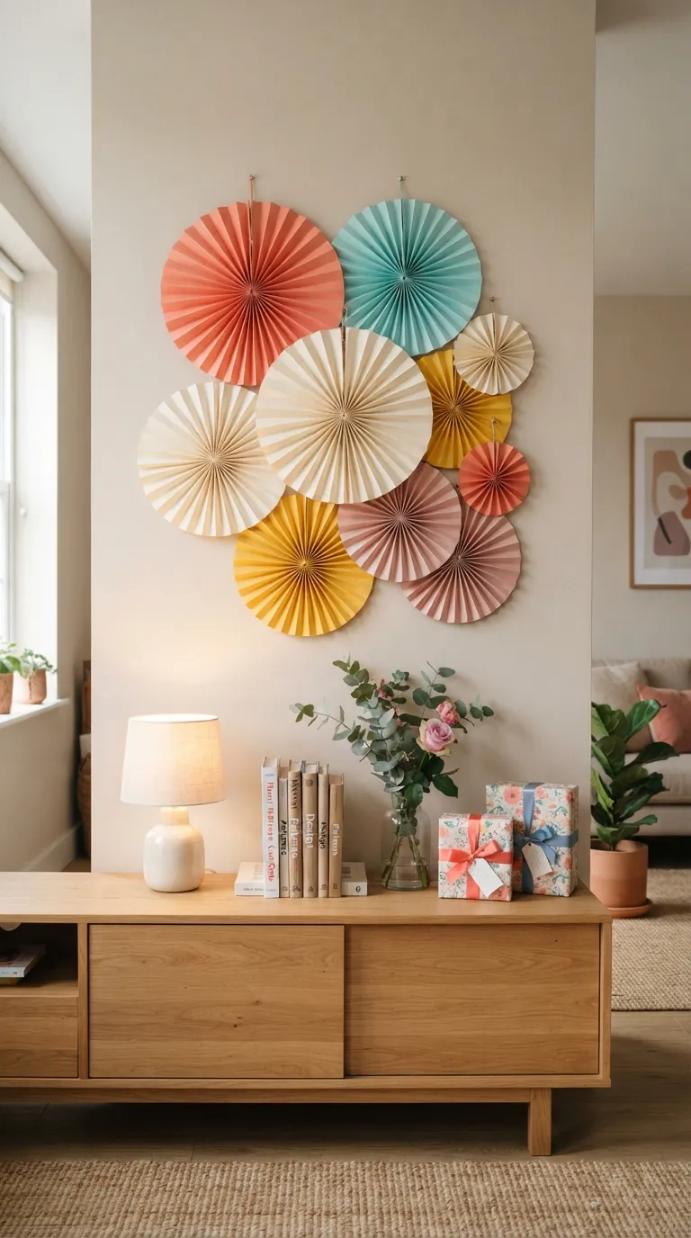 simple birthday decoration ideas on a budget Decorate With Paper Fan Shapes