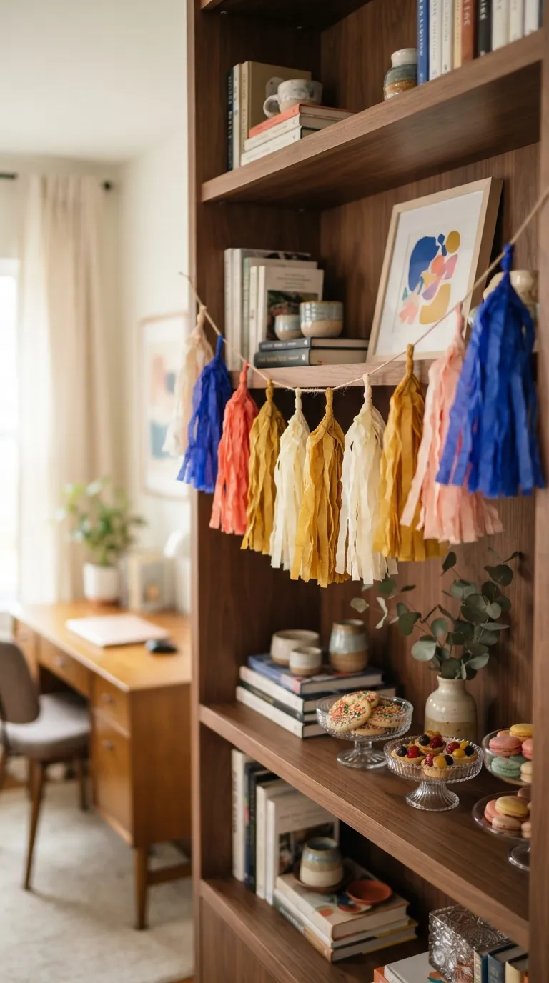 simple birthday decoration ideas on a budget Make a Colorful Tassel Garland