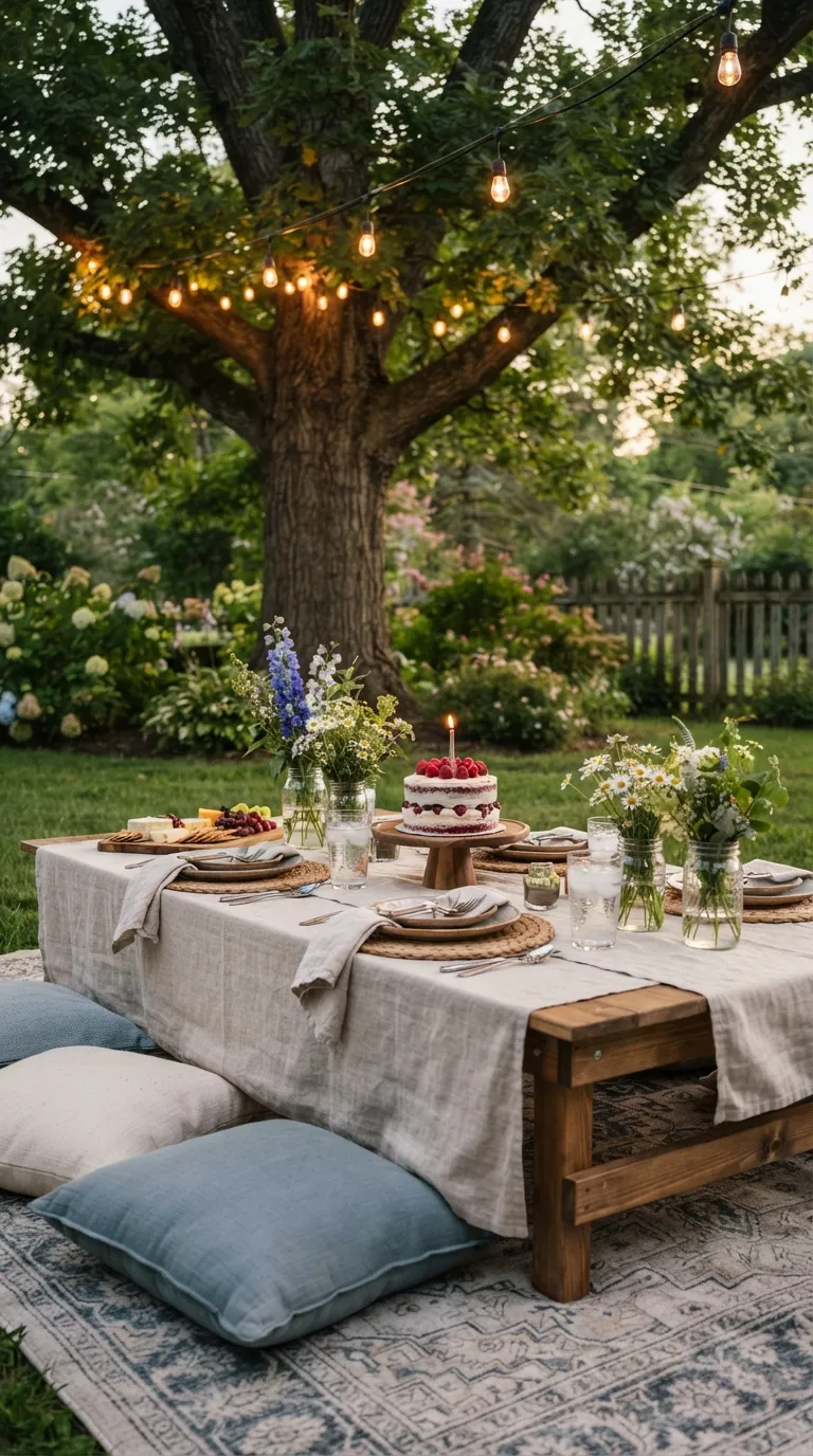 simple birthday decorations Backyard Picnic Lights