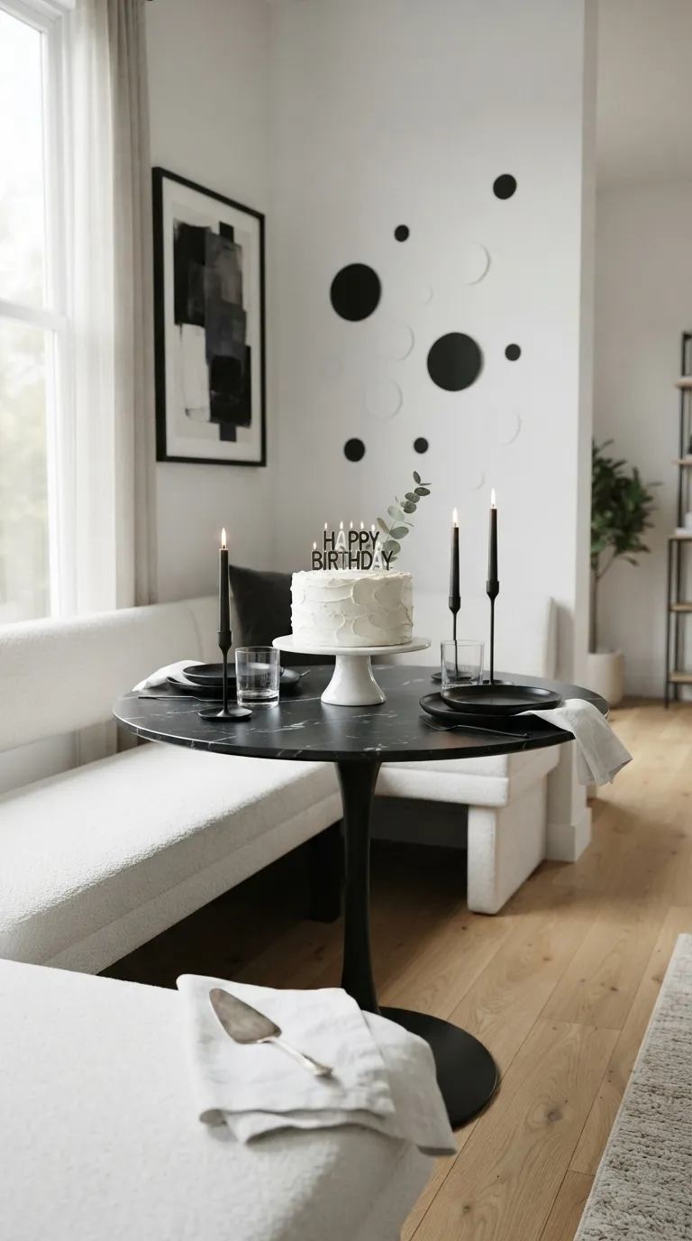 simple birthday decorations Black and White Details