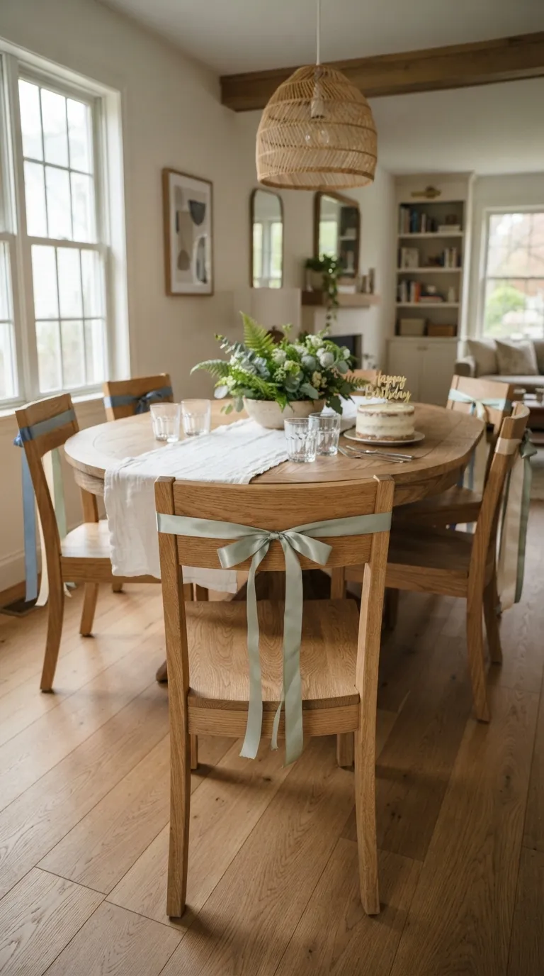 simple birthday decorations Dining Chair Ribbons