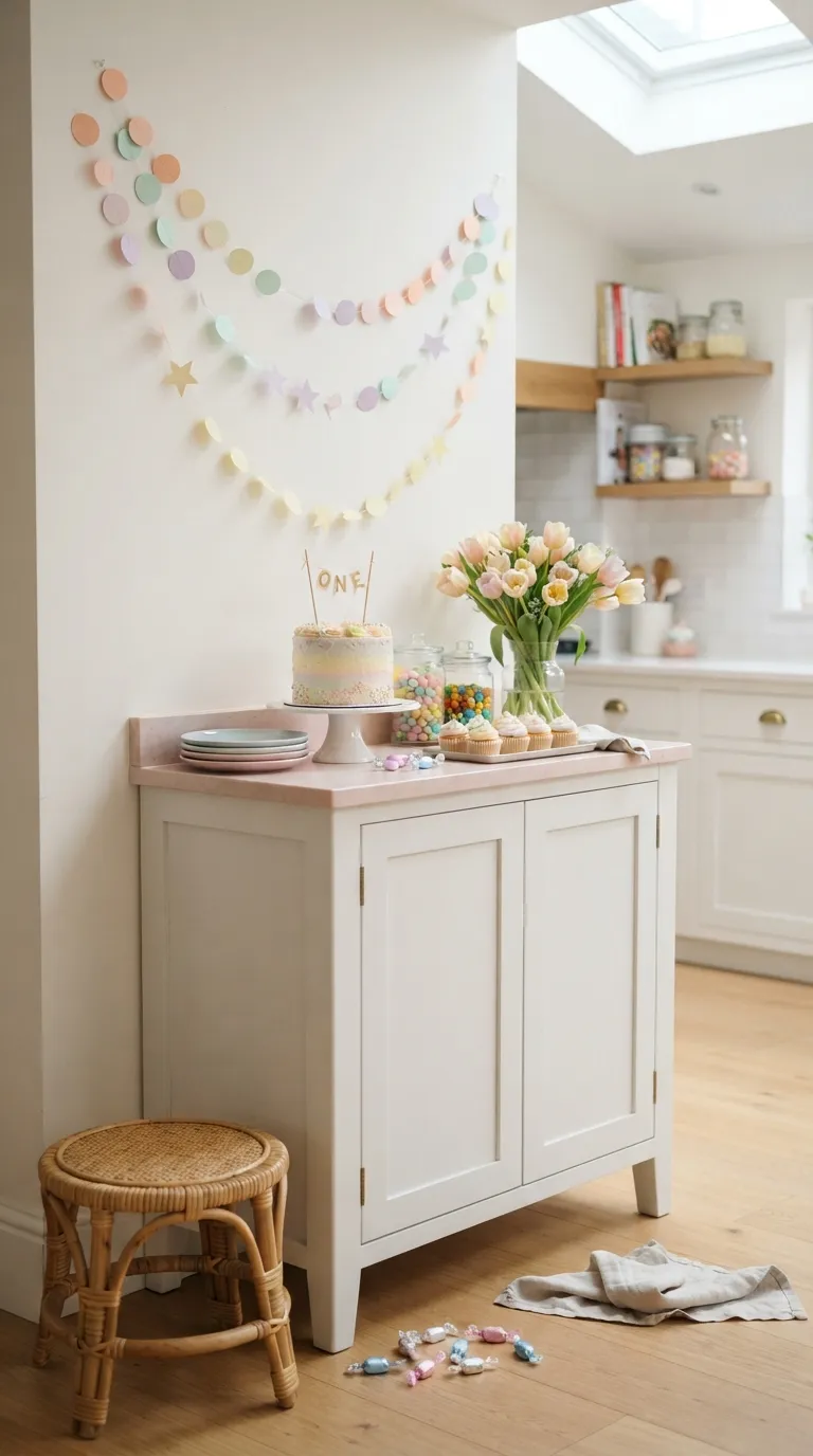 simple birthday decorations Pastel Dessert Corner