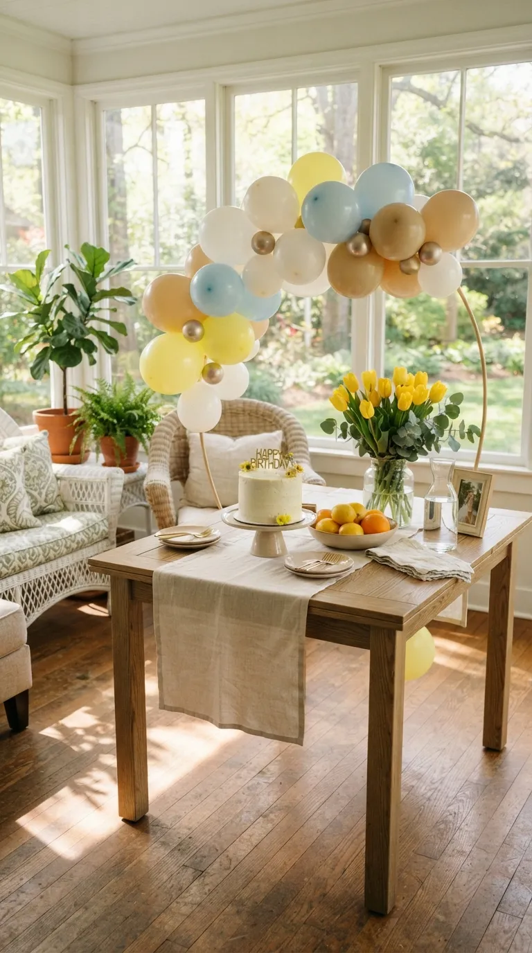 simple birthday decorations Small Table Balloon Arch