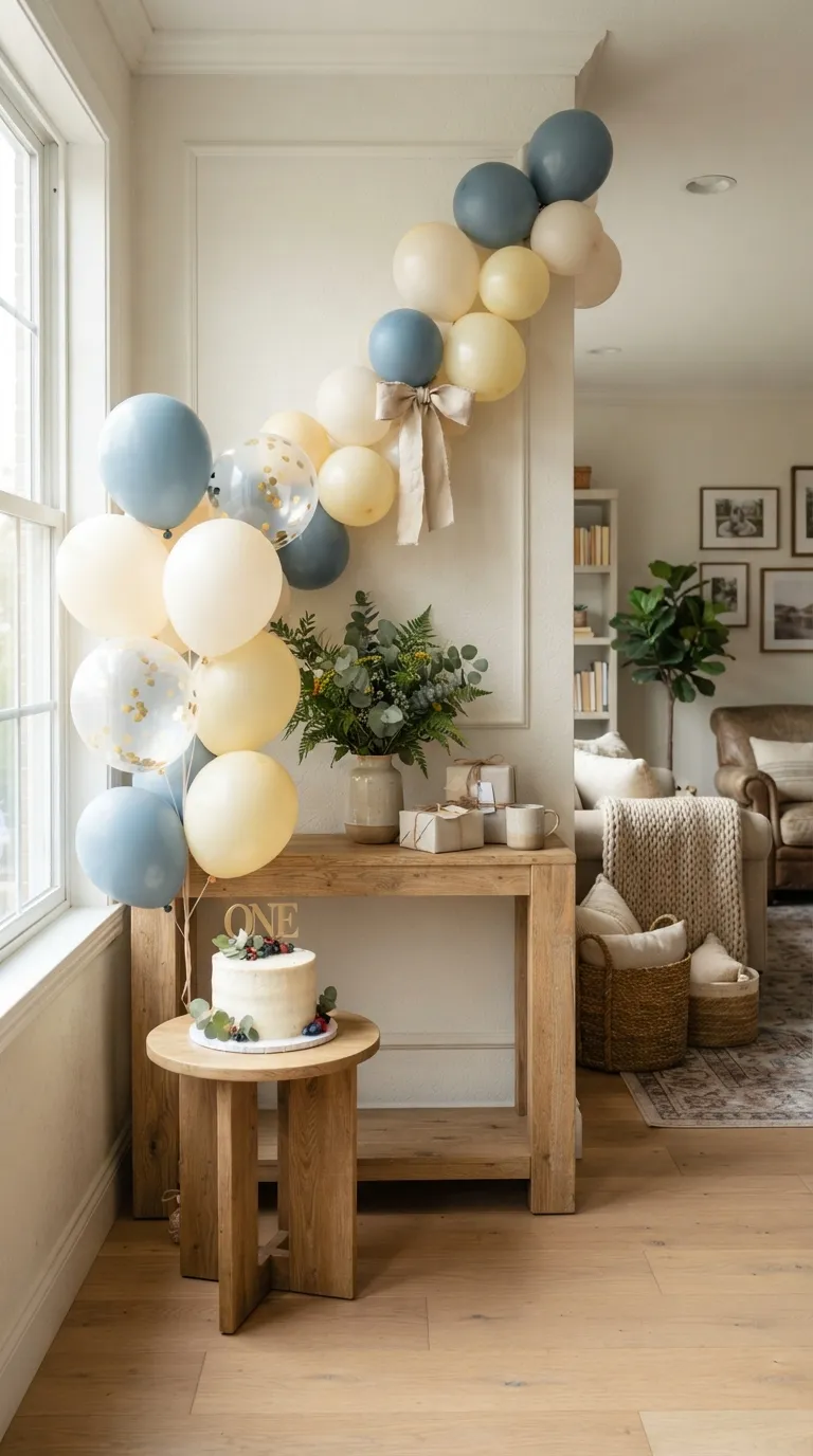 simple birthday party decor ideas at home Create a Balloon Corner