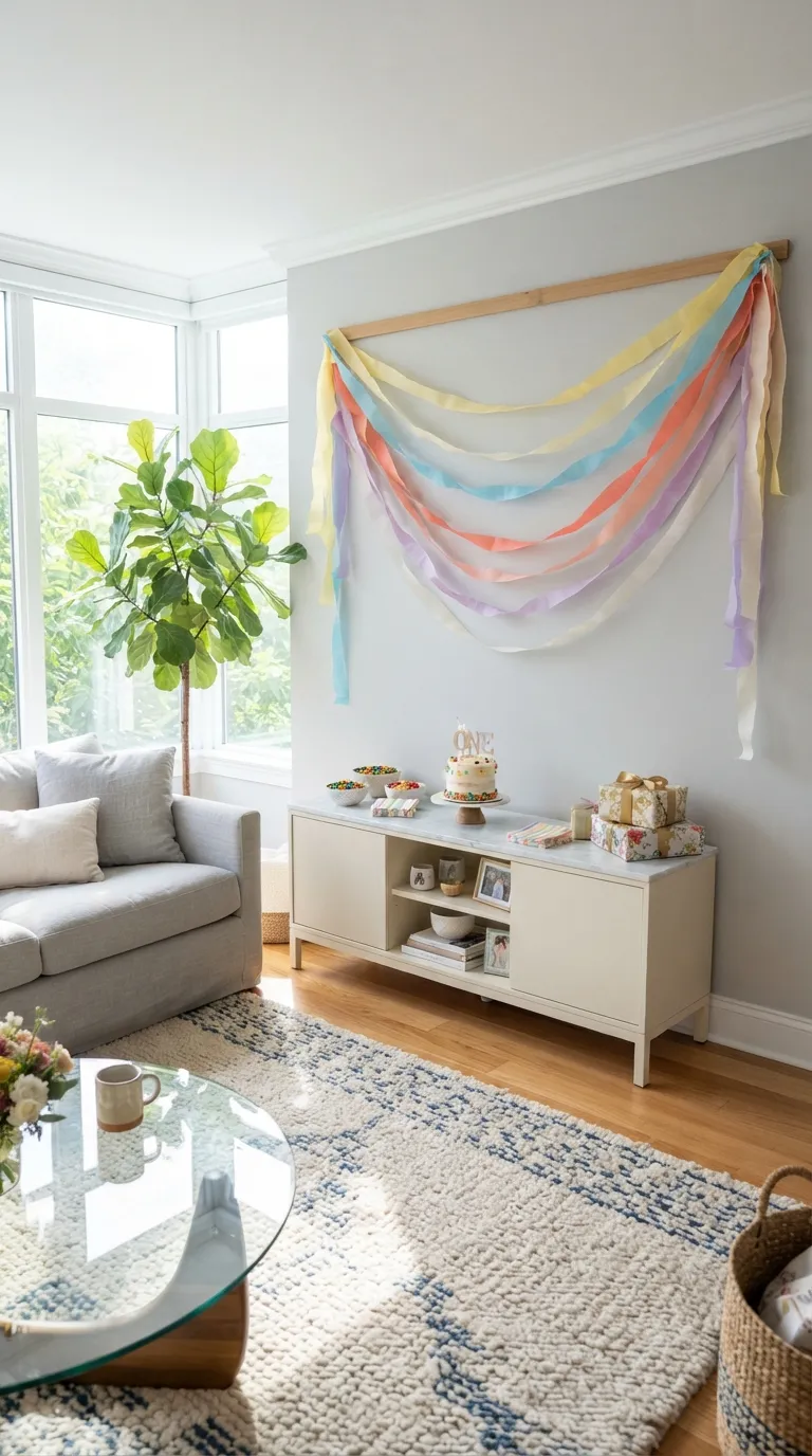 simple birthday party decor ideas at home Decorate With Colorful Streamers