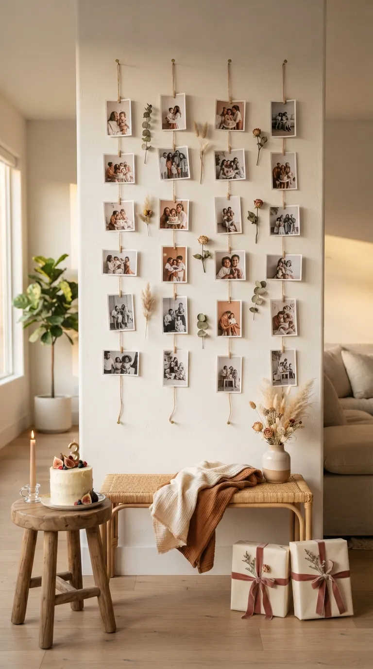 simple birthday party decor ideas at home Make a Birthday Photo Wall