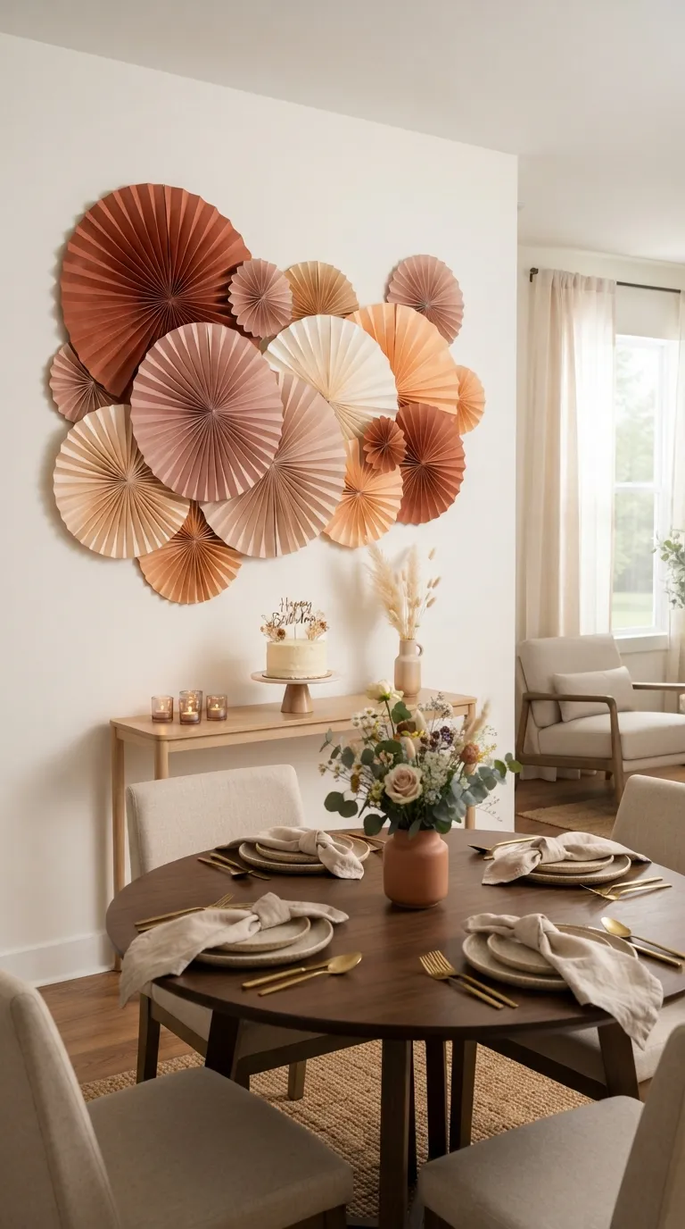 simple birthday party decor ideas for adults Decorate With Oversized Paper Fans
