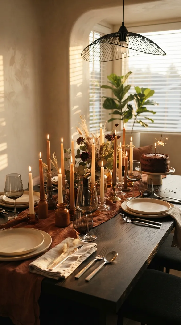 simple birthday party decor ideas for adults Make Candles the Main Decoration