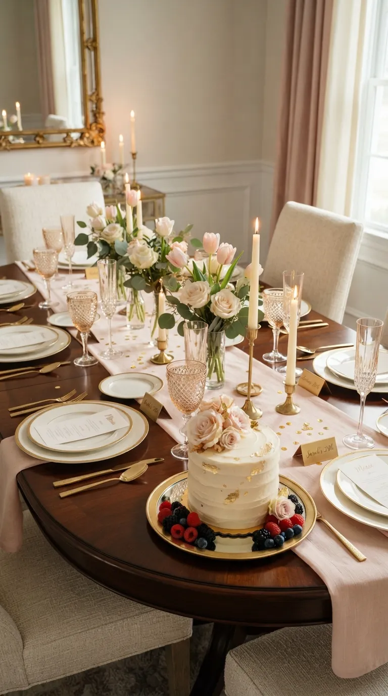 simple birthday party decor ideas for adults Style a Glamorous Gold and Blush Table