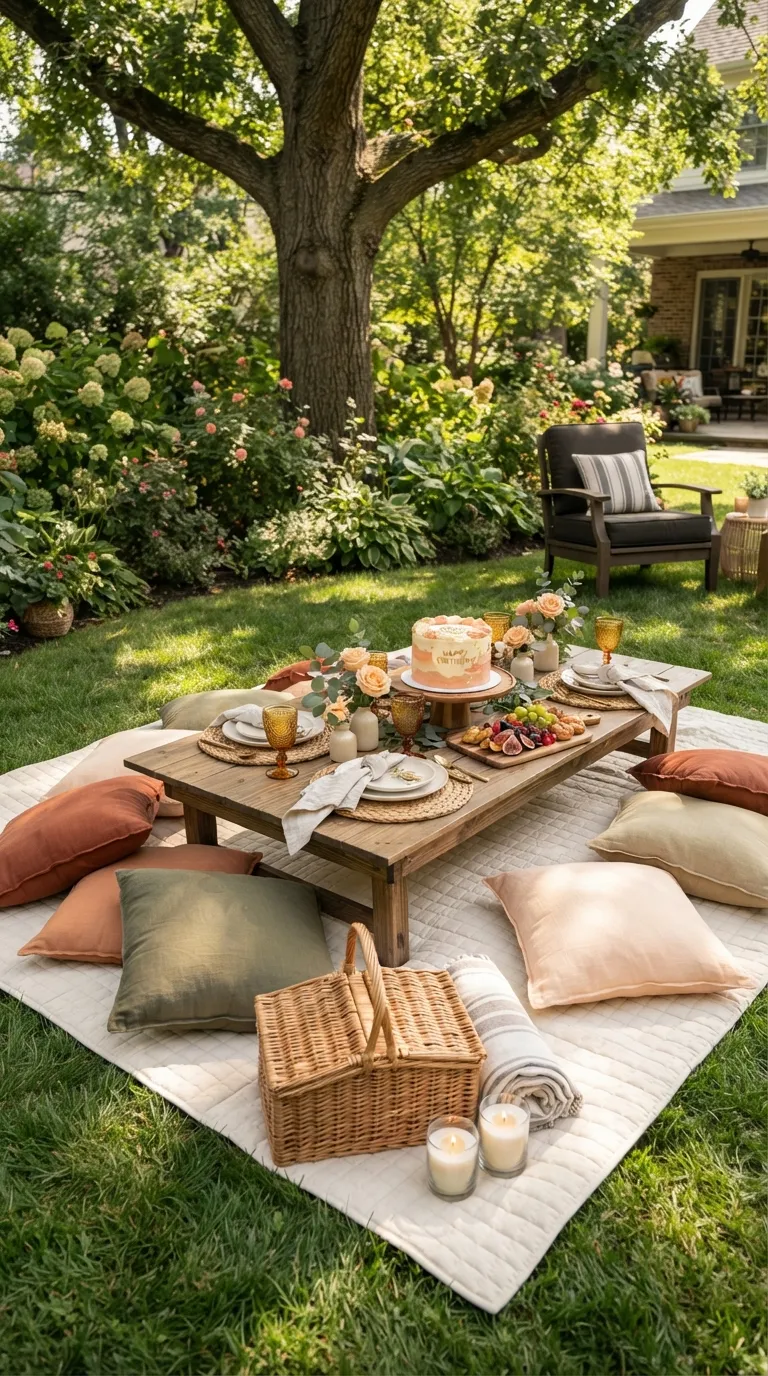 simple birthday party decor ideas for adults Use a Chic Birthday Picnic Setup