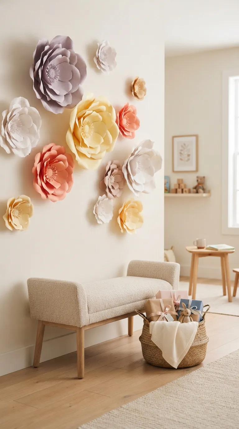 simple birthday party decoration ideas for kids Add a Paper Flower Backdrop
