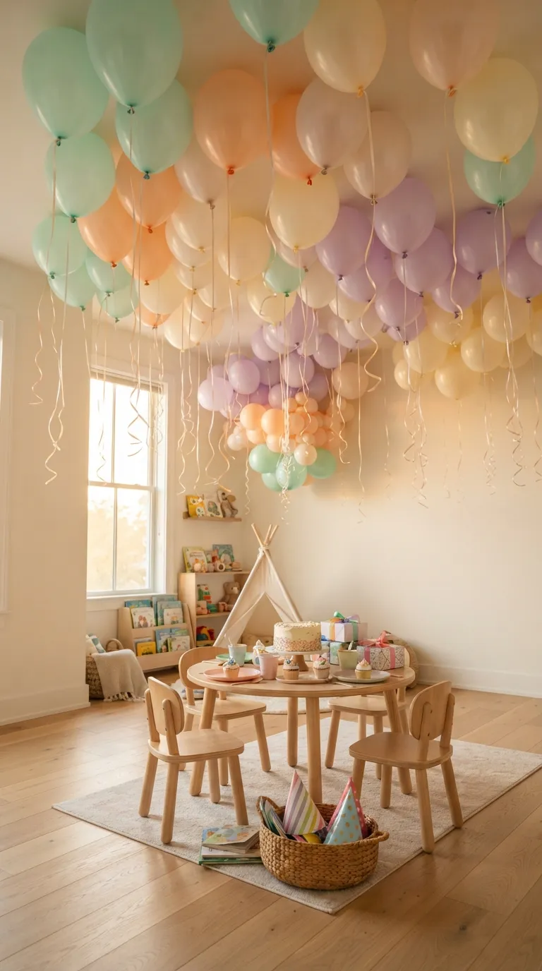 simple birthday party decoration ideas for kids Add a Simple Birthday Balloon Ceiling