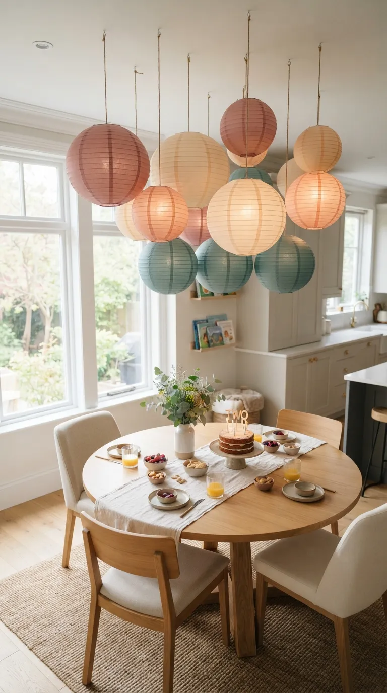 simple birthday party decoration ideas for kids Decorate With Hanging Paper Lanterns