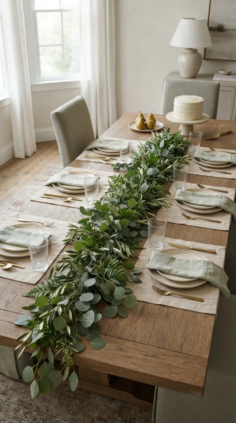 simple birthday table decor ideas Add a Simple Greenery Garland