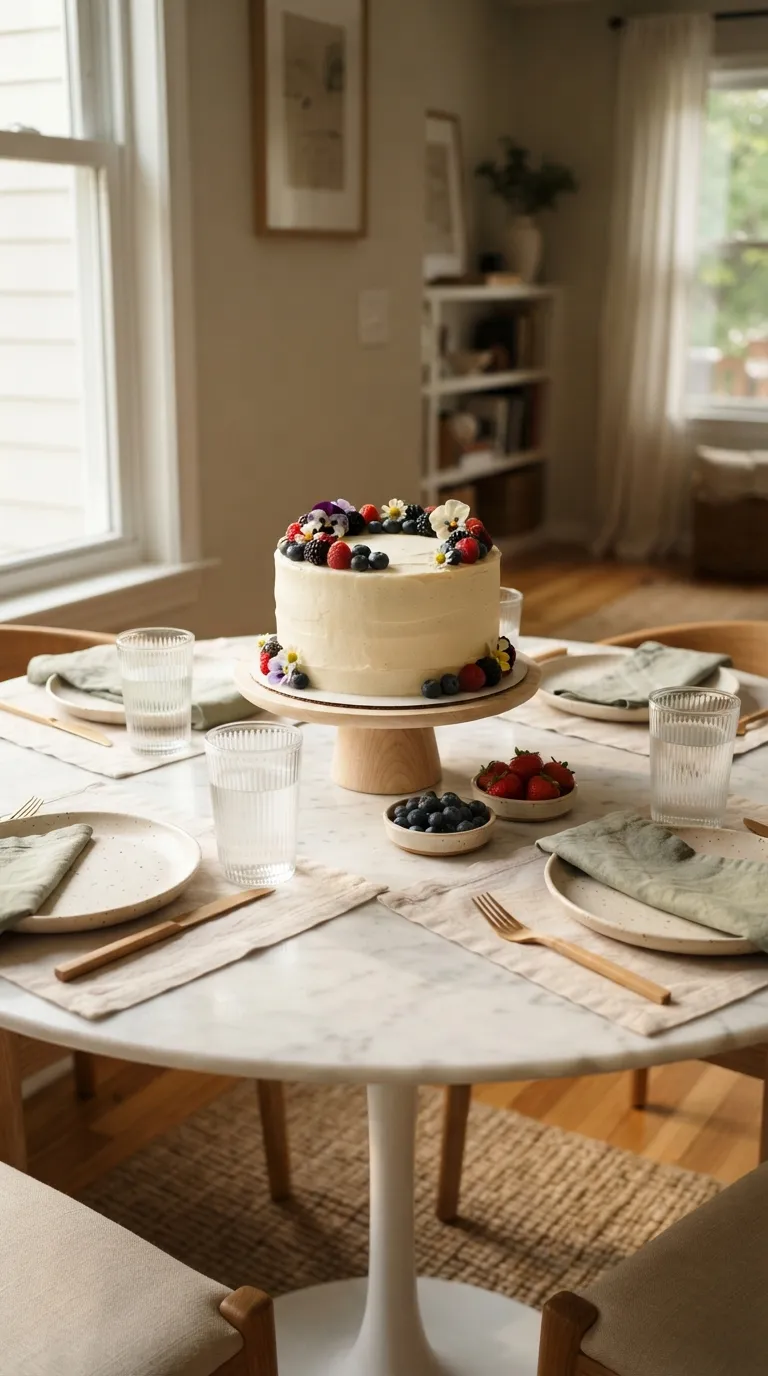 simple birthday table decor ideas Build the Table Around the Birthday Cake