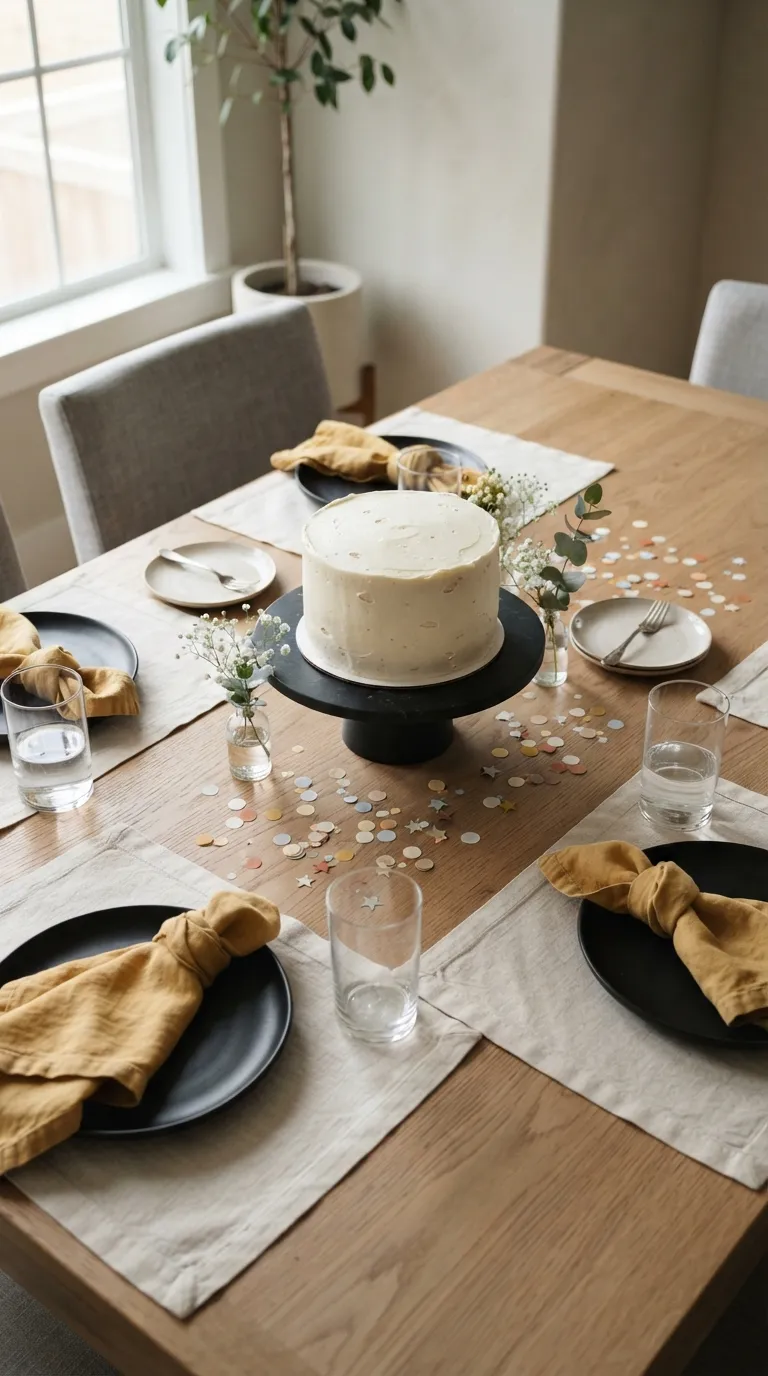 simple birthday table decor ideas Use Paper Confetti Sparingly