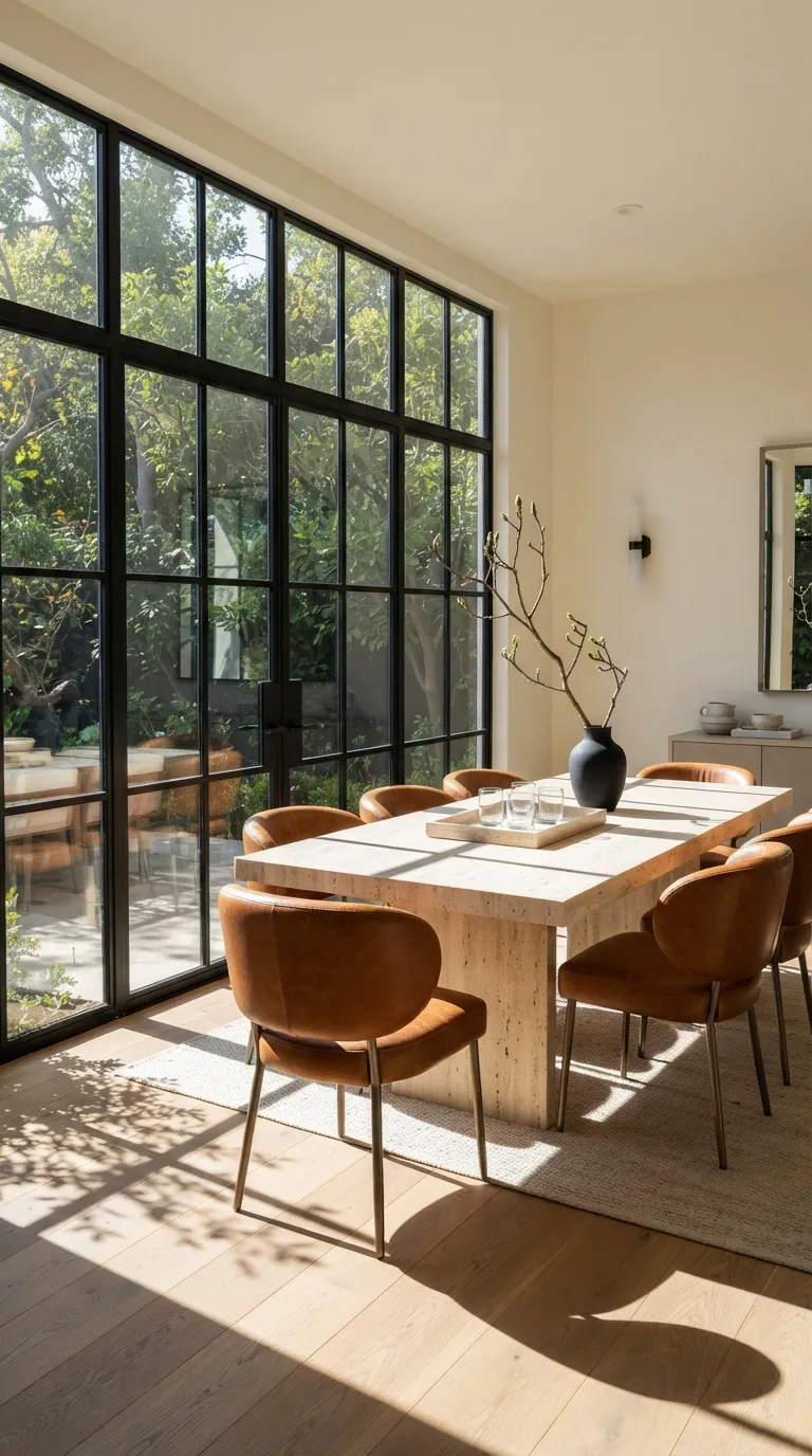 simple dining room decor Black Window Frames