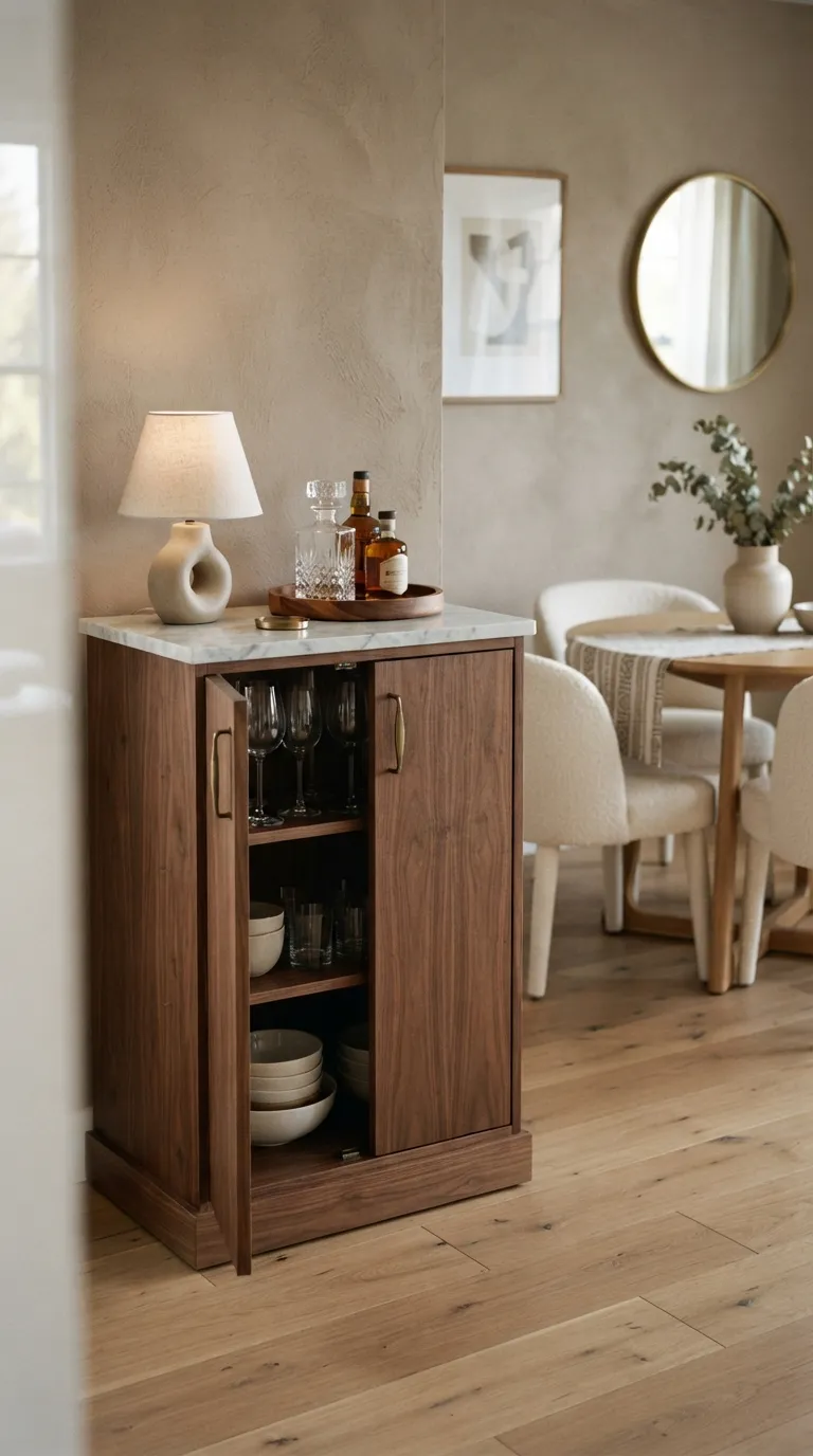 simple dining room decor Compact Bar Cabinet