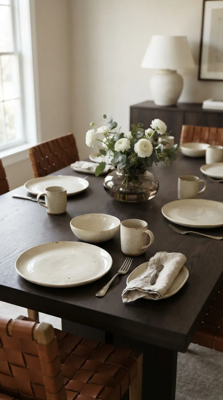 simple dining room decor Cream Ceramic Tableware