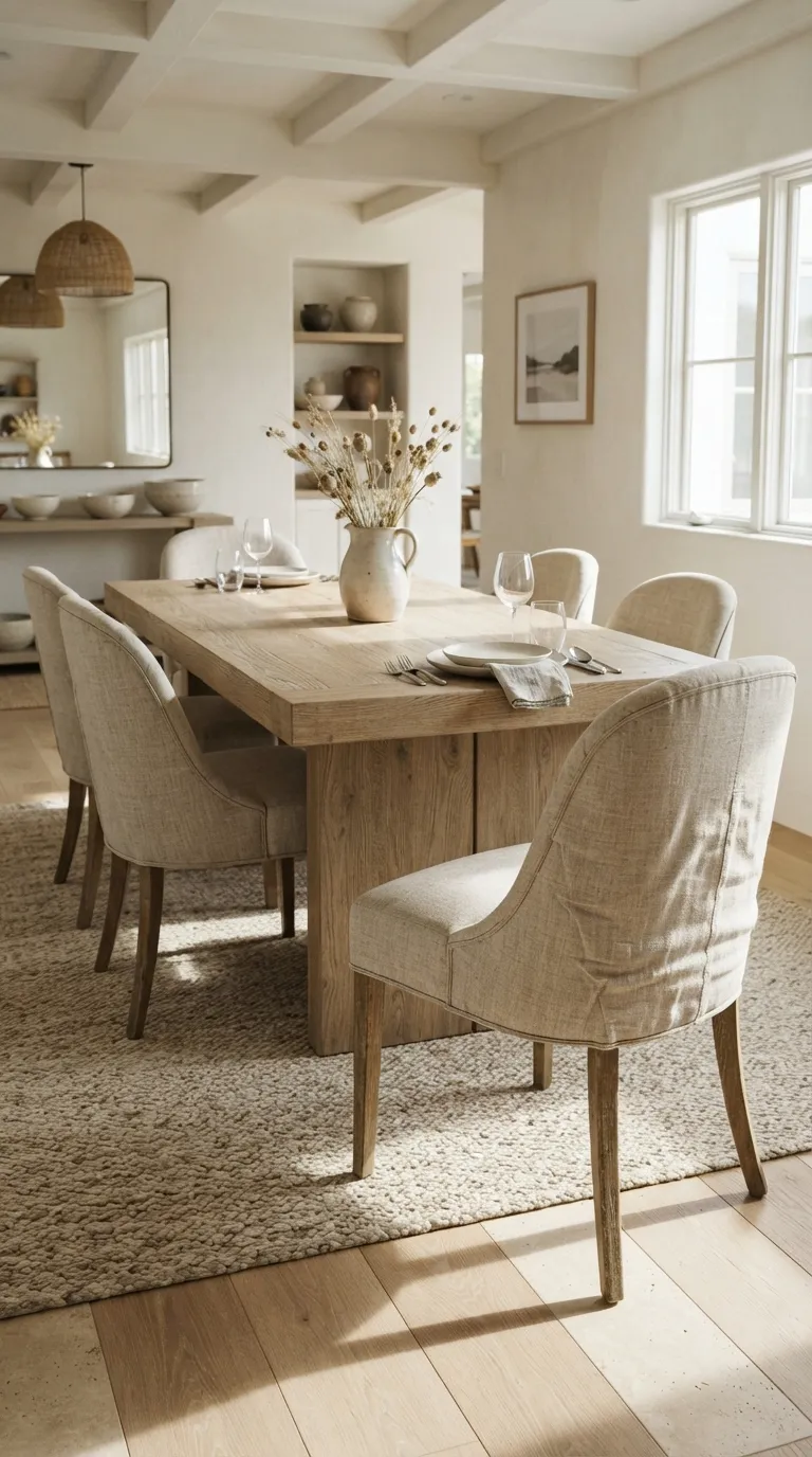 simple dining room decor Linen Dining Chairs