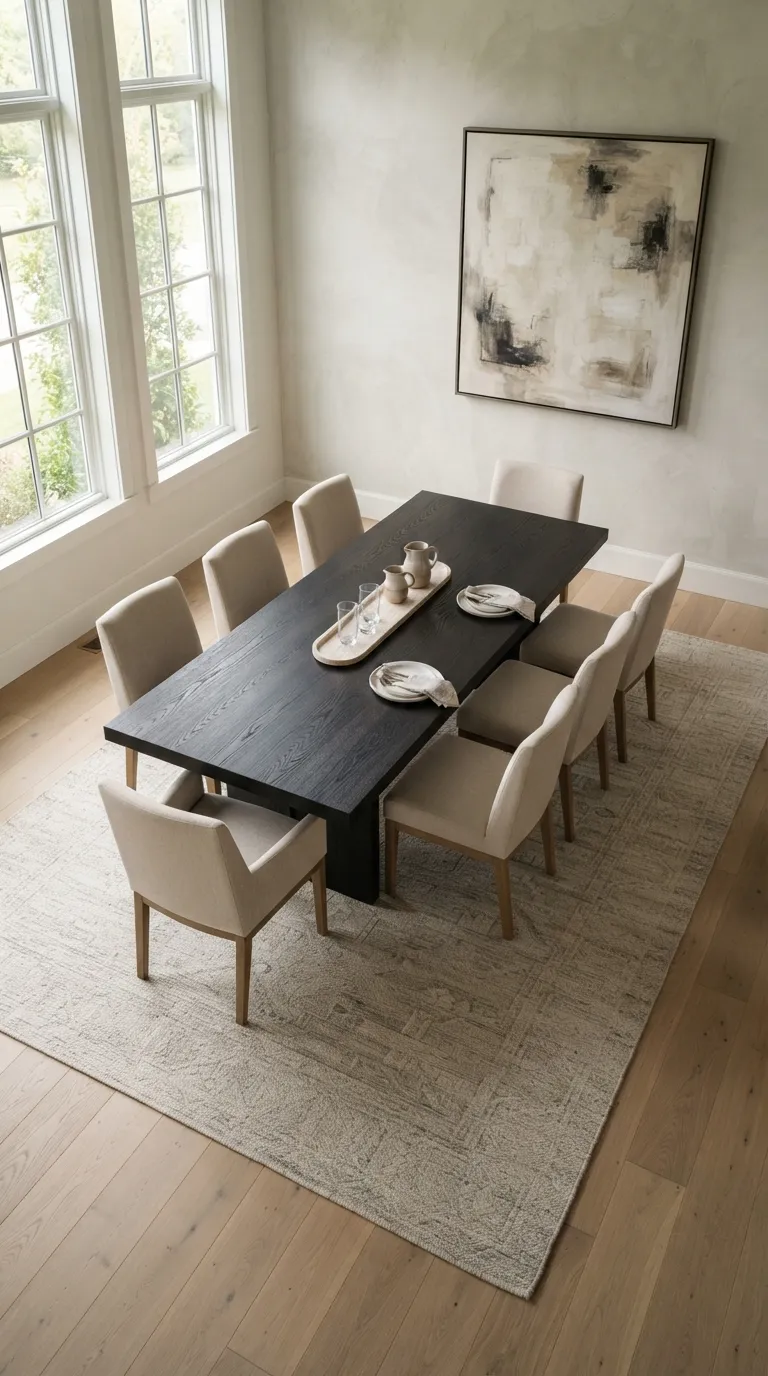 simple dining room decor Textured Area Rug