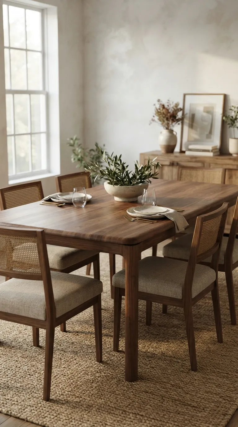 simple dining room decor Warm Wood Dining Table