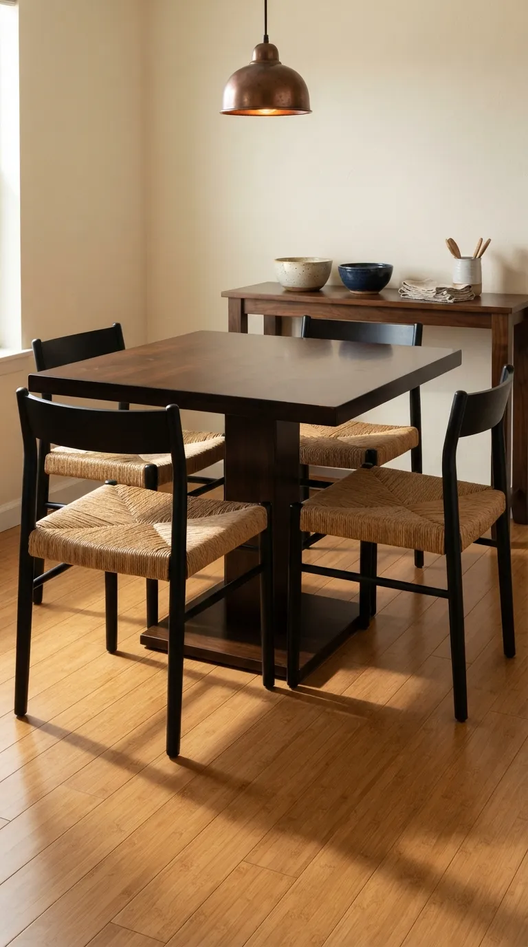 small dining room ideas decor Pedestal Table With Tuck-Away Chairs