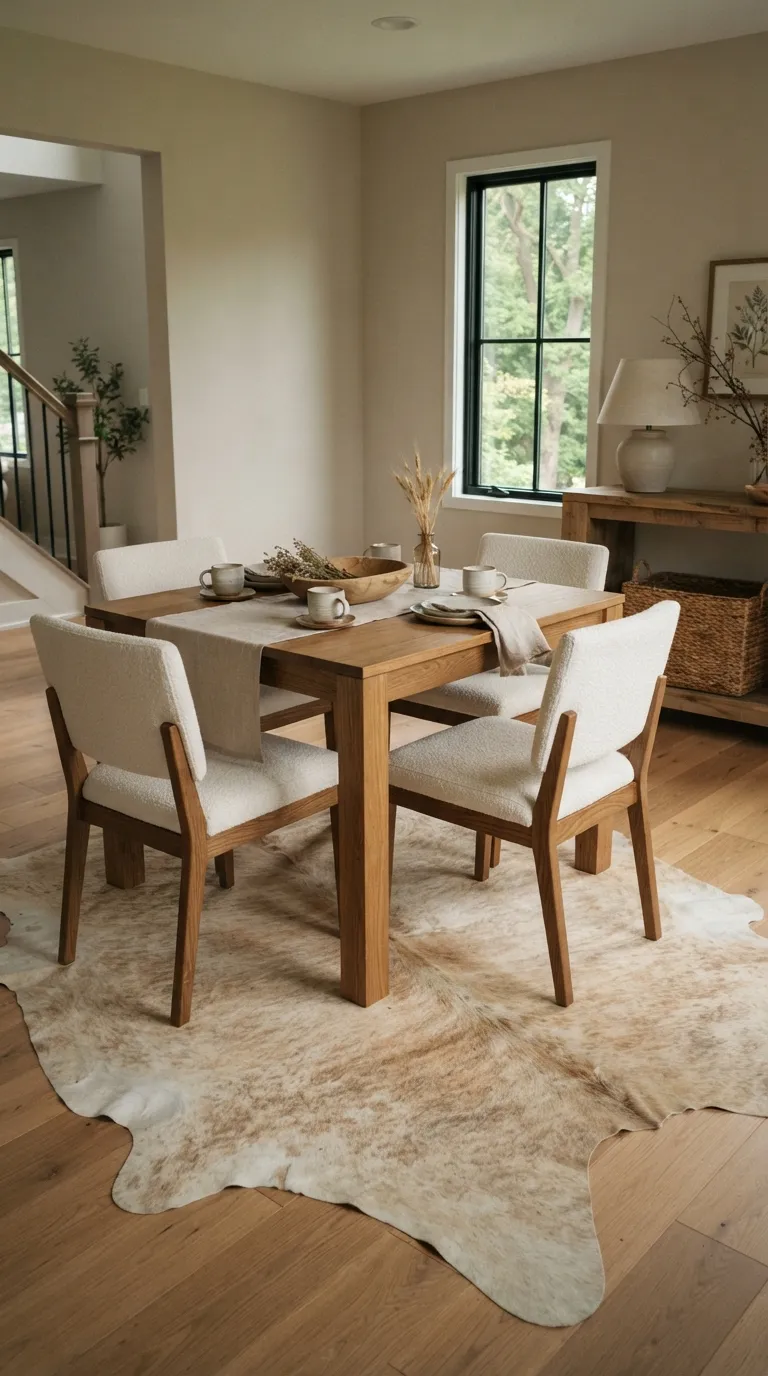 western dining room decor Cowhide Rug Accent